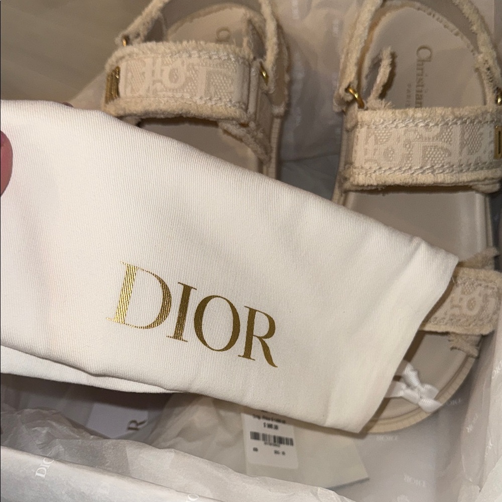 Dior Beige Textured Sandals - Picture 7 of 15